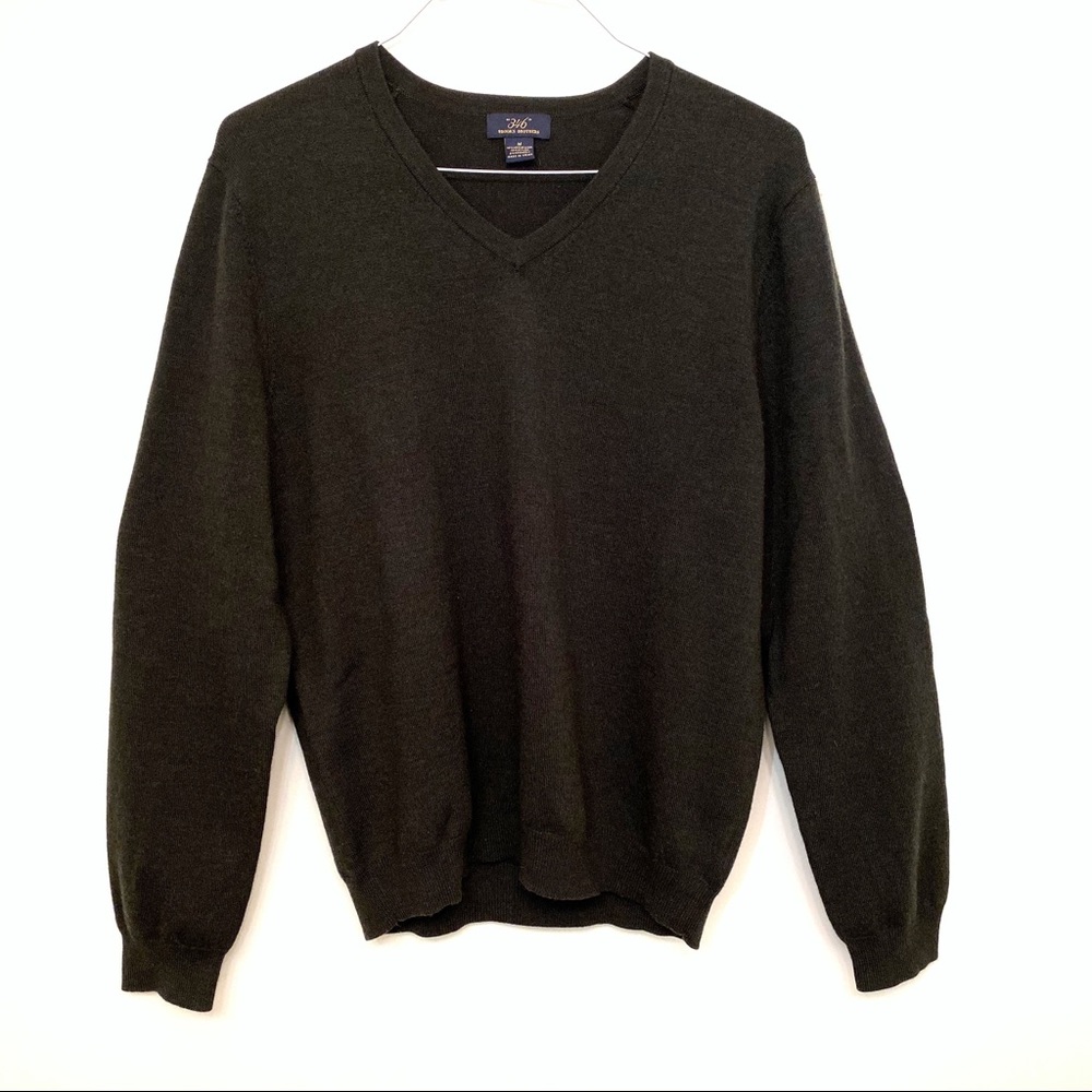 346 Brooks Brothers Pine Green V-Neck Wool Sweater - Picture 2 of 8